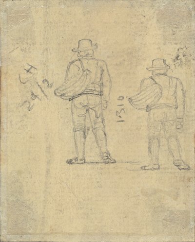 Két tanulmány egy kosarat tartó figuráról [verso] alkotó: John Varley