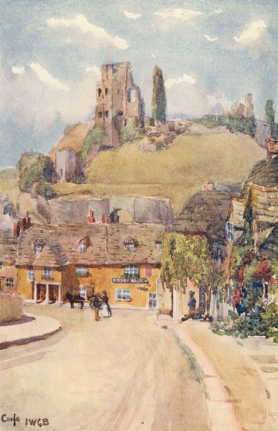 Corfe Castle (színes litográfia) alkotó: John W.G. Bond