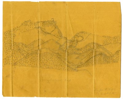 A Cumberland Gap ceruzaillusztrációja, 1862-1865 körül alkotó: John W. Hopte