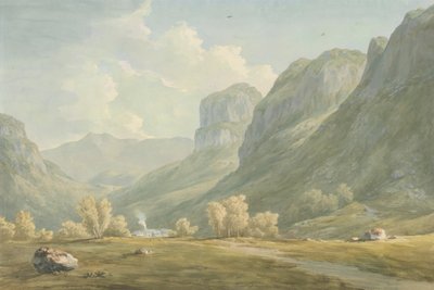Stonethwaite és Eagle Cragg faluja, Borrowdale alkotó: John Warwick Smith