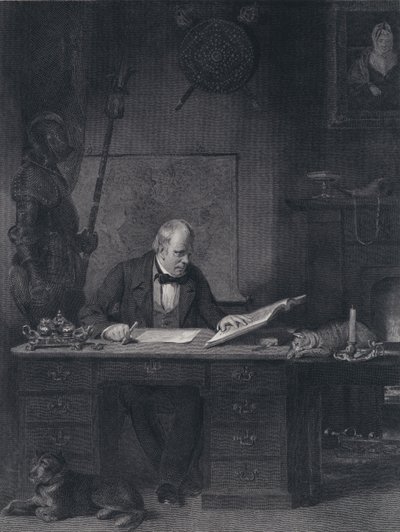 Sir Walter Scott tanulmányában (metszet) alkotó: John Watson Gordon
