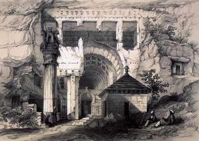 Karli, a Nagy Chaitya-barlang bejárata, 1845. alkotó: John Weale