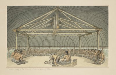 7: Poulaho, a Barátságos Szigetek Királya, Kavát iszik Cook kapitány utolsó, 1773-84 körüli utazását illusztráló akvarellekből. alkotó: John Webber
