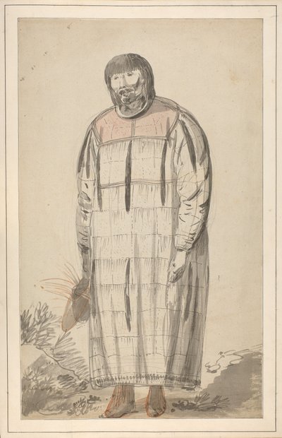 John Webber "Egy észak-amerikai őslakos férfi" című rajza egy vázlatfüzetben. alkotó: John Webber