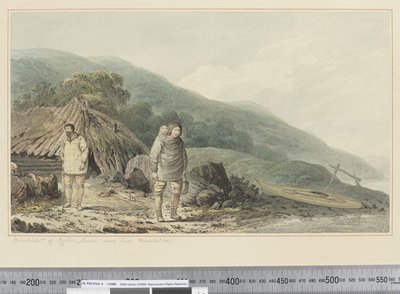 F.33 Norton Sound lakói és lakóhelyeik, 1773-84 körül (akvarell) alkotó: John Webber