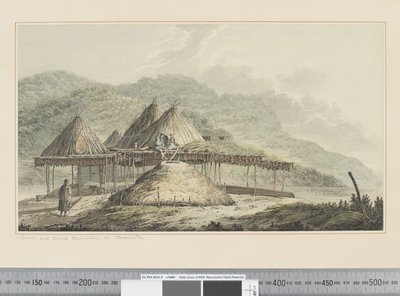 F.42 Nyári és téli lakóhelyek Kamcsatkán, 1783-84 körül (akvarell) alkotó: John Webber