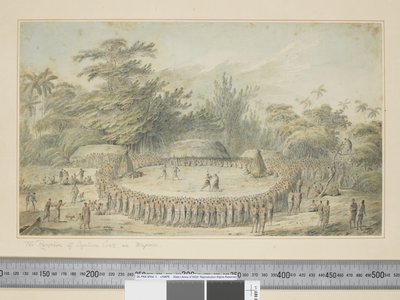 F.4 Cook kapitány fogadása Hapaee-ban, 1773-84 körül (akvarell és gravírozás) alkotó: John Webber
