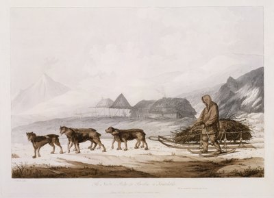 A Narta, avagy a kamcatkai teherszánkó, a „Kilátások a déli tengeren”, kocsma. 1789 alkotó: John Webber