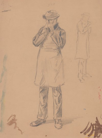 Önmaga és az E. A. Apátság karikatúrája (recto); Két tanulmány egy álló emberről (verso) alkotó: John White Alexander