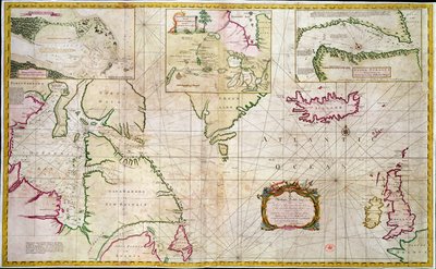 A tengerek és szorosok diagramja, amely a Hudson-öböl és a Déli-tenger közötti északnyugati átjáró lehetőségét mutatja alkotó: John Wigate