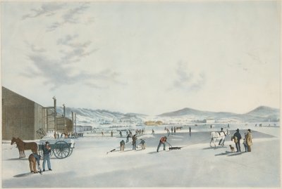 Rockland Lake - Cutting Ice. Kilátás északkeletről, pub. 1849 alkotó: John William Hill