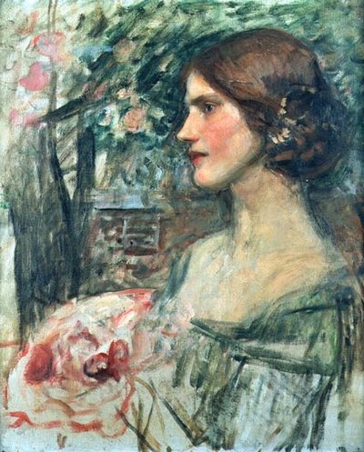 Zöld ruhás hölgy portréja, vagy A csokor, 1908 körül (olaj, vászon) alkotó: John William Waterhouse