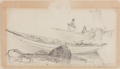 Csónakok és bója - Hartlepool alkotó: John Wilson Carmichael