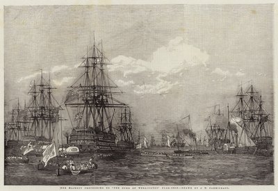 Őfelsége a The Duke of Wellington Flag-Ship felé halad alkotó: John Wilson Carmichael