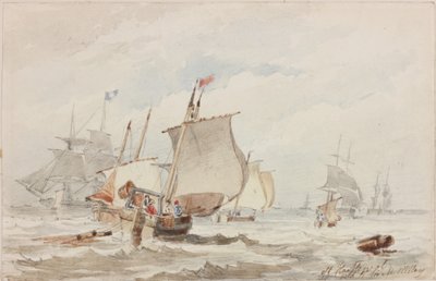 Off Hartlepool (ceruza és akvarell papíron) alkotó: John Wilson Carmichael