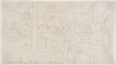 A Wardroom H.M.S. Caesar (ceruza papíron (nyomvonal)) alkotó: John Wilson Carmichael