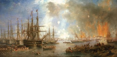 Sveaborg (Finnország) bombázása, augusztus 9. alkotó: John Wilson Carmichael