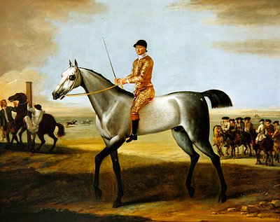 Rutland hercegének ünnepelt szürke versenylova, Coneyskins zsokéval a Newmarket Heath-en (olaj, vászon) alkotó: John Wootton
