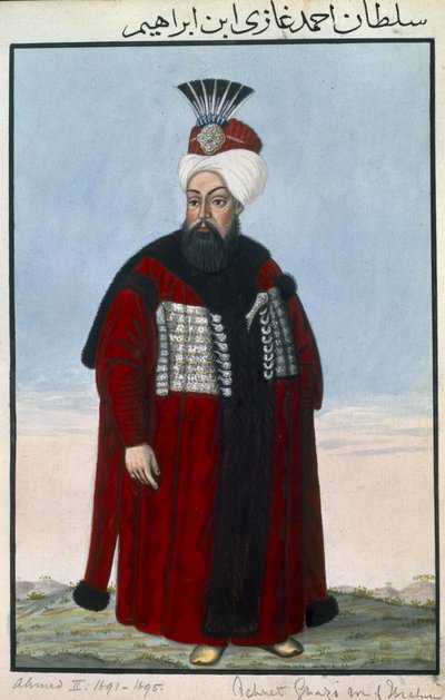 Ahmed II (1642–95) szultán 1691–95, a „Török császárok portréi” sorozatból alkotó: John Young