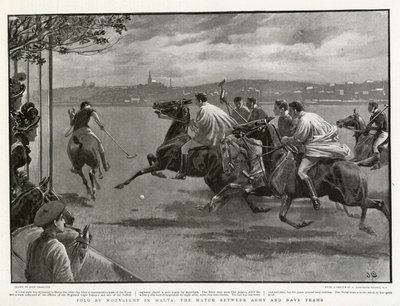 Polo by Moonlight Máltán, a hadsereg és a haditengerészet csapatai közötti mérkőzés alkotó: John after Charlton
