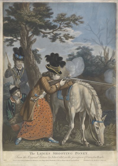 The Ladies Shooting Poney, 1780 (kézzel színezett mezzotint szőtt papíron) alkotó: John after Collet