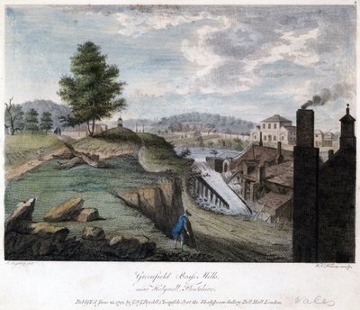 Greenfield Brass Mills, Holywell közelében, Flintshire, metszett W.C. Wilson, 1792 körül alkotó: John after Ingleby