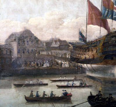 Indítás a Deptford Dockyardban, 1750 körül (264190 részlet) alkotó: John the Elder Cleveley