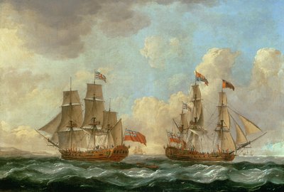 A Vándorsólyom két helyen a parton, 1766 alkotó: John the Elder Cleveley