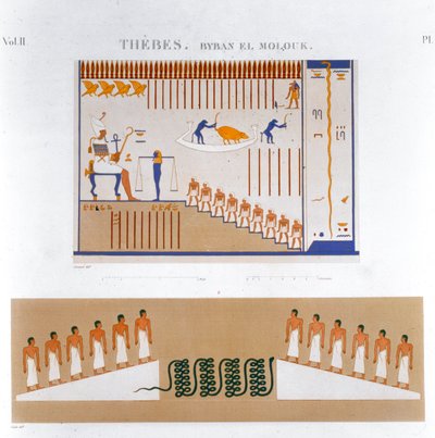 Freskók illusztrációi Byban el Moloukból, Théba, Egyiptom, 1822 alkotó: Jomard