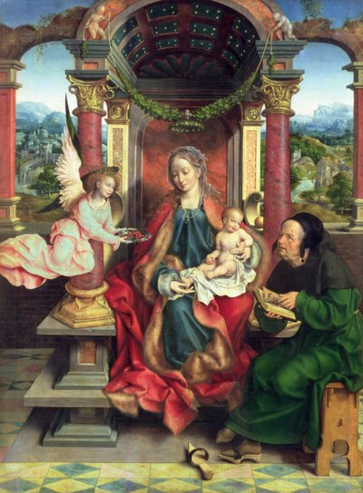A Szent Család, egy triptichon középső táblája, 1530 körül (panel) alkotó: Joos van Cleve