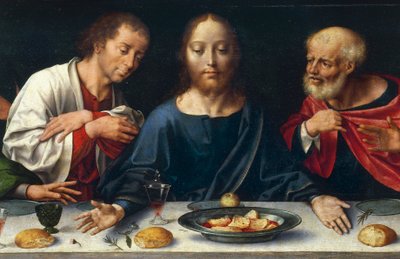 Az utolsó vacsora, Krisztus János és Péter között alkotó: Joos van Cleve