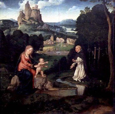 A Szűz és a Kis Jézus egy domonkos szerzetestárssal, 1515-1518 körül (olaj, tábla) alkotó: Joos van Cleve