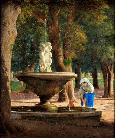 Jelenet a római Villa Borghese kertjéből, 1839 körül (olaj, vászon) alkotó: Jorgen Roed