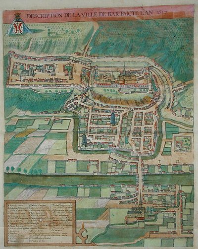Bar térképe, Georg Braun (1541-1622) és Frans Hogenberg „Civitates Orbis Terrarum” című művéből, 1572 körül (színes metszet) alkotó: Joris (after) Hoefnagel