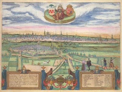Európai város, Georg Braun (1541-1622) és Frans Hogenberg (1535-90) „Civitates Terrarum” című művéből, 1575 (színes metszet) alkotó: Joris Hoefnagel