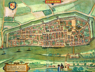 Bréma térképe, Georg Braun (1541-1622) és Frans Hogenberg (1535-90) „A világ városai” c. 1572-1617 alkotó: Joris Hoefnagel