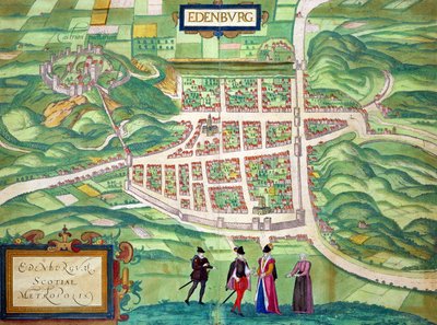 Edinburgh térképe, Georg Braun (1541-1622) és Frans Hogenberg (1535-90) „A világ városai” c. 1572-1617 alkotó: Joris Hoefnagel