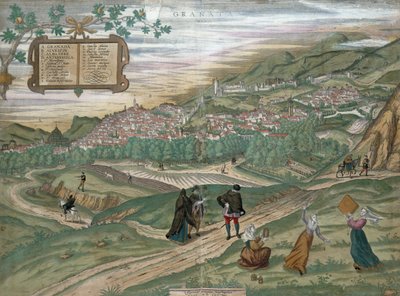 Granada térképe, a „Civitates Orbis Terrarum” I. kötet 4. számából, Georg Braun (1541-1622) és Frans Hogenberg (1535-90), 1565 alkotó: Joris Hoefnagel