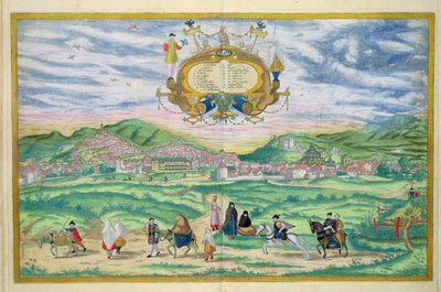 Granada térképe, Georg Braun (1541-1622) és Frans Hogenberg (1535-90) „Civitates Orbis Terrarum” című művéből, 1563 alkotó: Joris Hoefnagel