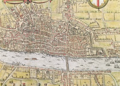 London térképe a "Világ városai"-ból, Georg Braun (1542-1622) és Frans Hogenburg (1635-90), 1572 körül alkotó: Joris Hoefnagel