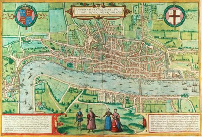 London térképe, a Civitates Orbis Terrarumból, Georg Braun (1542-1622) és Frans Hogenburg (1635-90), 1572 körül (lásd még: 51896 és 66112) alkotó: Joris Hoefnagel