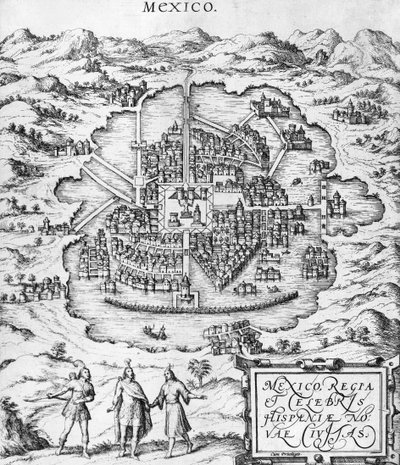 Mexikó térképe, Georg Braun (1541-1622) és Frans Hogenberg (1535-90) 