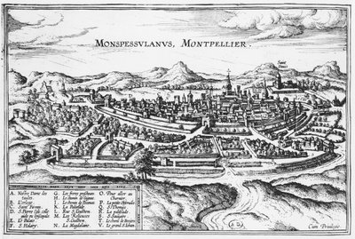 Montpellier térképe, Georg Braun (1541-1622) és Frans Hogenberg (1535-90) „Civitates Orbis Terrarum”-ból, Brüsszel, 1574 (lásd még: 121038) alkotó: Joris Hoefnagel