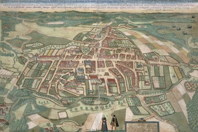 Odense térképe, Georg Braun (1541-1622) és Frans Hogenberg (1535-90) "Civitates Orbis Terrarum" című művéből 1597 alkotó: Joris Hoefnagel
