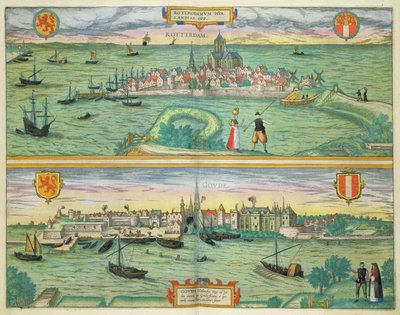 Rotterdam és Gouda térképe, Georg Braun (1541-1622) és Frans Hogenberg (1535-90) „Civitates Orbis Terrarum” c. 1572-1617 alkotó: Joris Hoefnagel