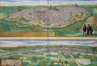 Toledo és Valladolid térképe, Georg Braun (1541-1622) és Frans Hogenberg (1535-90) "Civitates Orbis Terrarum" című művéből, 1572 körül. alkotó: Joris Hoefnagel