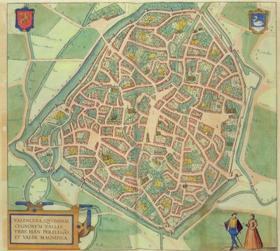 Valencia térképe, Georg Braun (1541-1622) és Frans Hogenberg (1535-90) „Civitates Orbis Terrarum” c. 1572-1617 alkotó: Joris Hoefnagel