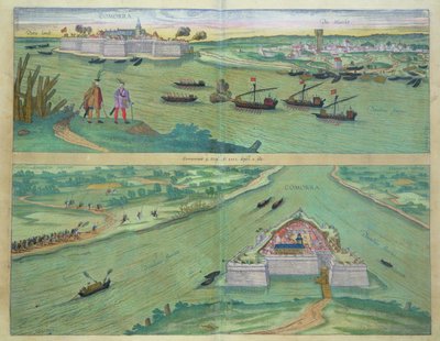 Comorra két képe, Georg Braun (1541-1622) és Frans Hogenburg (1535-90) „Civitates Orbis Terrarum” című művéből, 1572 körül alkotó: Joris Hoefnagel
