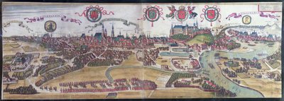 Krakkó kilátása északnyugat felől, Georg Braun (1541-1622) és Frans Hogenberg (1535-90) „Civitates Orbis Terrarum” című művéből, 1617 alkotó: Joris Hoefnagel