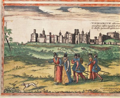 A windsori kastély látképe, Georg Braun (1541-1622) és Frans Hogenberg (1535-90) "Civitates Orbis Terrarum" című művéből 1599 alkotó: Joris Hoefnagel